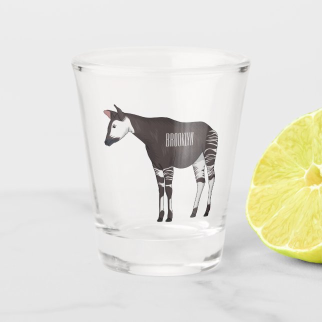 Okapi cartoon Illustration Schnapsglas (Vorderseite)