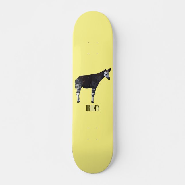 Okapi cartoon Illustration Skateboard (Vorne)