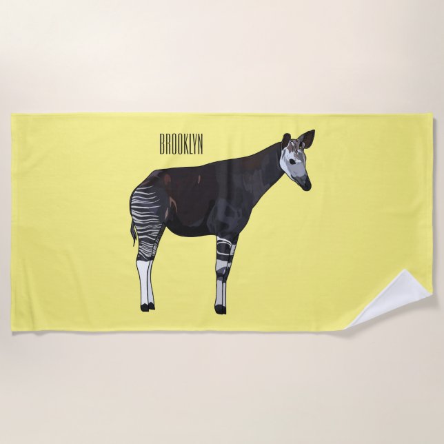Okapi cartoon Illustration Strandtuch (Vorderseite)