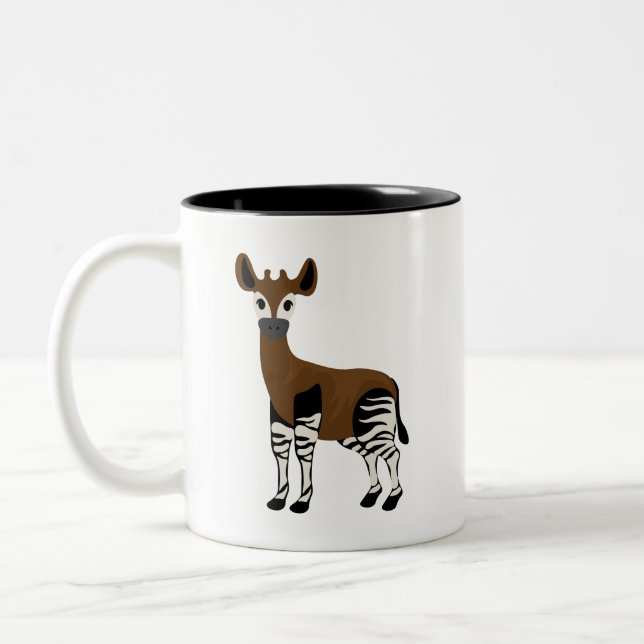 Okapi-Cartoon, majestätisches Okapi-Tier, Okapi-Li Zweifarbige Tasse (Links)