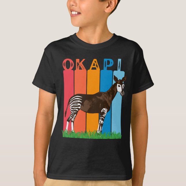 Okapi Fan T - Shirt mit bunten Bars (Vorderseite)