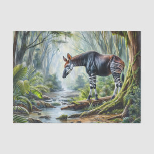 Okapi im Regenwald Wasserfarbenkunst Seidenpapier