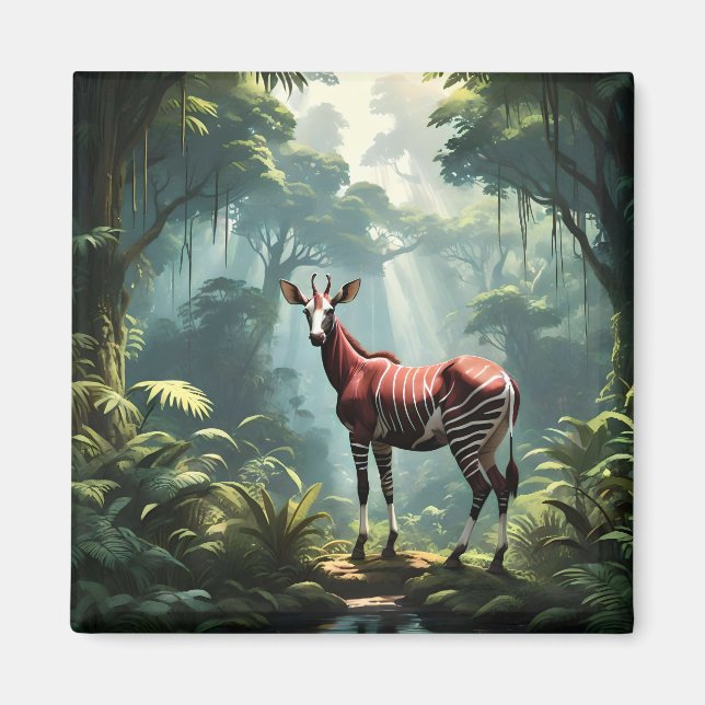 Okapi im Regenwald (Zebra Giraffe) Magnet (Vorne)