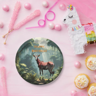 Okapi im Regenwald (Zebra Giraffe) Pappteller