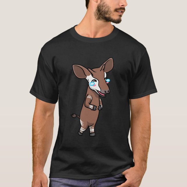 Okapi Laughing Kawaii Emoticon Zebra Giraffe T-Shirt (Vorderseite)