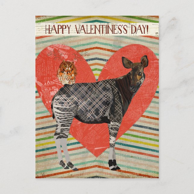 OKAPI & OWL VALENTINE'S Postcard Feiertagspostkarte (Vorderseite)