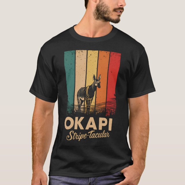 Okapi Stripe-takuläre Vintage Retro T-Shirt (Vorderseite)