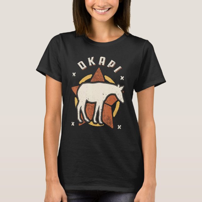 Okapi Vintag Retro Klassisches Tier T-Shirt (Vorderseite)