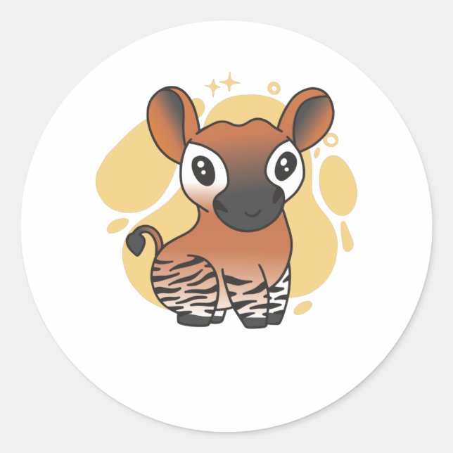 Okapi Waldgiraffe Zebra Kawaii Okapis Sweet Runder Aufkleber (Vorderseite)