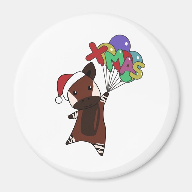 Okapi Weihnachtsschnee Wintertiere Okapis Magnet (Vorne)