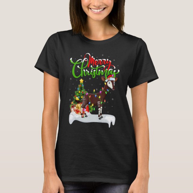 Okapi   Xmas Decorations Santa Okapi Christmas T-Shirt (Vorderseite)