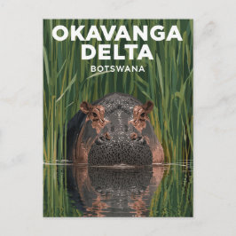 Okavanga-Delta Botswana Nilpferd Wildlife Reise Postkarte