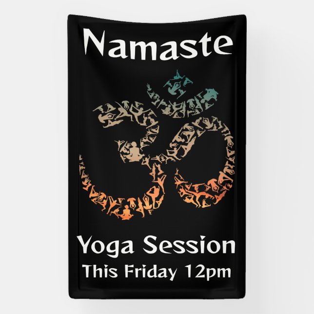 Okay, aber erste Yoga Pose Sanskrit Om Mosaik Banner (Vertikal)