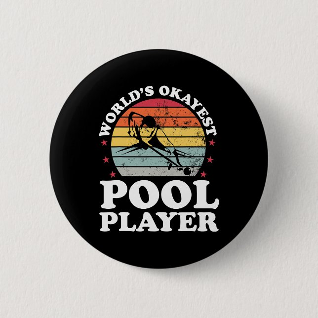 Okay est Pool Player Funny Billiard Lover Vater Fa Button (Vorderseite)