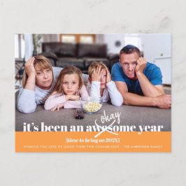 Okay Neues Jahr kühl Modernes Funny Foto Orange Feiertagspostkarte