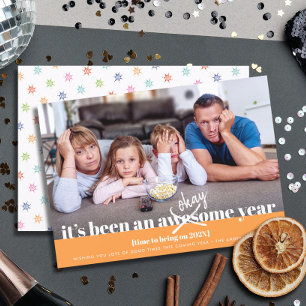 Okay Neujahr Modern Fette Lustige Foto Orange Feiertagskarte