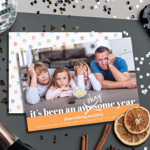 Okay Neujahr Modern Funny Foto Orange Feiertagskarte