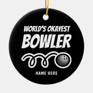 Okayester Bowler der Welt lustiger Weihnachtsbaums Keramik Ornament