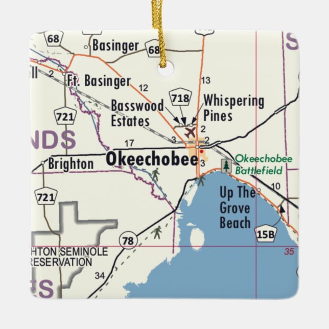 Okeechobee Florida Karte Keramikornament (Vorderseite)