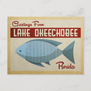 Okeechobee See Fisch Vintage Reise Postkarte
