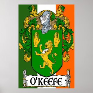 O'Keefe Coat of Arms Irish Flag Print Poster