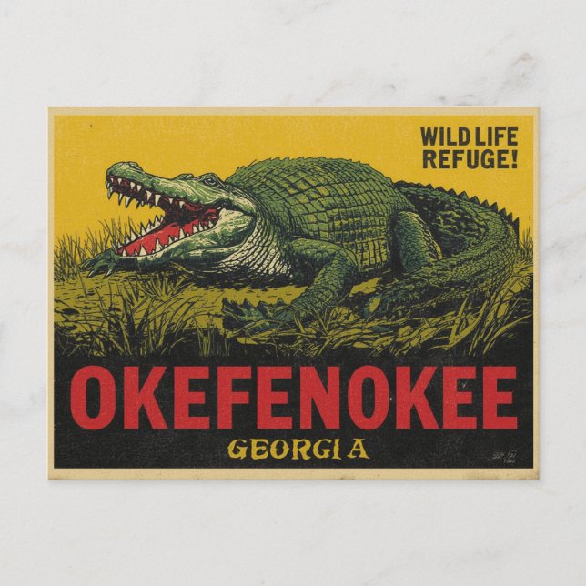Okefenokee Swamp Alligator Georgia Postkarte (Vorderseite)