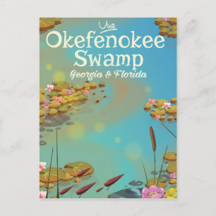 Okefenokee Swamp Cartoon Reiseplakat Postkarte