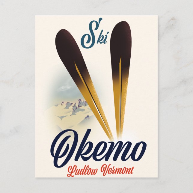 Okemo Ludlow Vermont Skiposter Postkarte (Vorderseite)