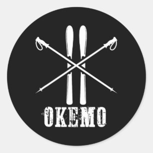 Okemo Mountain Skifahrer Skifahren den Hang hinab Runder Aufkleber