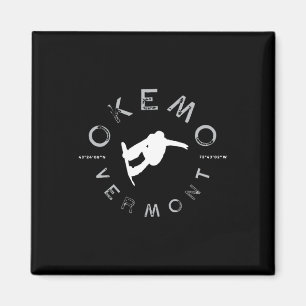 Okemo Mountain Vermont Graphic Vintag Snowboard T Magnet