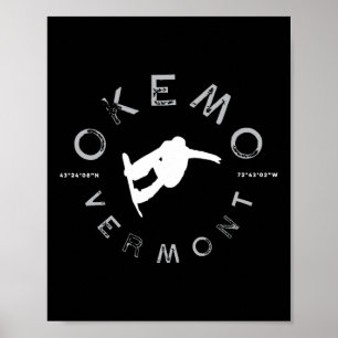 Okemo Mountain Vermont Graphic Vintag Snowboard T Poster