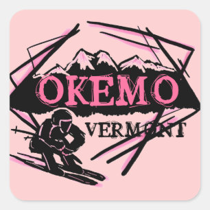 Okemo Vermont Rosa Bergskiteksticker Quadratischer Aufkleber