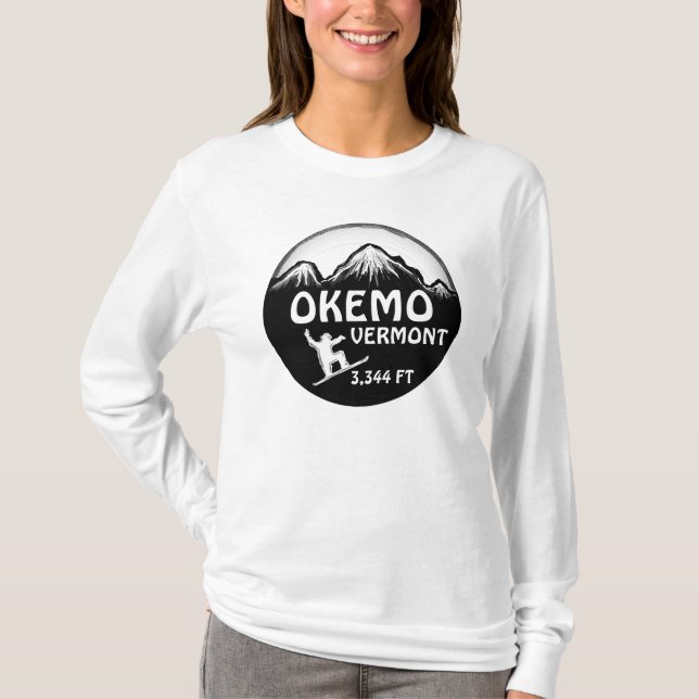 Okemo Vermont Snowboarder Art Ladys hoodie T-Shirt (Vorderseite)