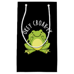 Okey Croak-ey Funny Frog Pun Dark BG Kleine Geschenktüte