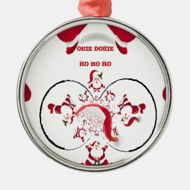 Oki Dokie Santa! Ornament Aus Metall (Vorne)