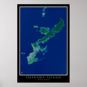 Okinawa Island Japan Satelliten-Poster Karte Poster