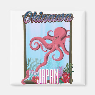Okinawa Japan Tintenfisch Reiseplakat Magnet