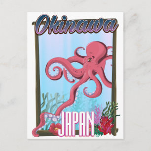 Okinawa Japan Tintenfisch Reiseplakat Postkarte