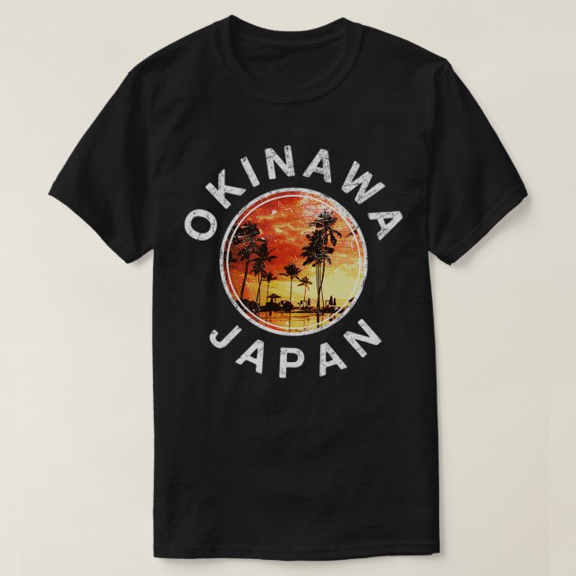 Okinawa Japan Vintag Retro Sunset T-Shirt (Design vorne)