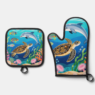 Okinawa-Leben Ofenhandschuh & Topflappen-Set