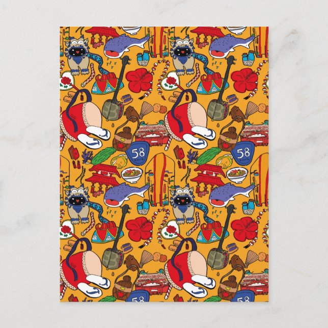 Okinawa Thema uchina Illustration Postcard 沖 縄 Postkarte (Vorderseite)