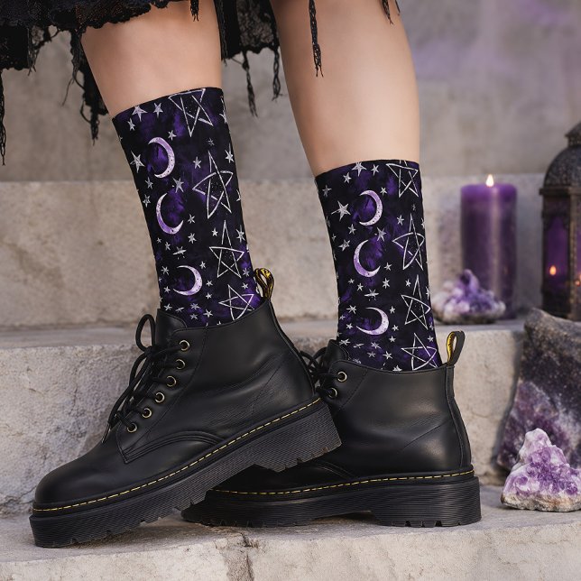 Okkulter gotischer Mond und Pentagramme Socken (Von Creator hochgeladen)
