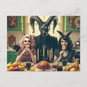 Okkultes Ostern Vintage Süßigkeiten Abendessen Postkarte