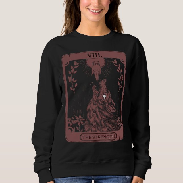 Okkultes Tarotkarten-Stärke des Wolf-Designs Dunkl Sweatshirt (Vorderseite)
