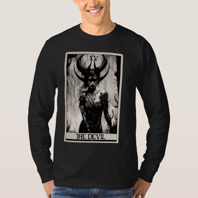 Okkultistische Dunkle Kunst Horror The Devil Tarot T-Shirt (Vorderseite)