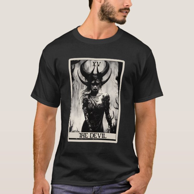 Okkultistischer dunkler Horror Die Teufelskarte de T-Shirt (Vorderseite)
