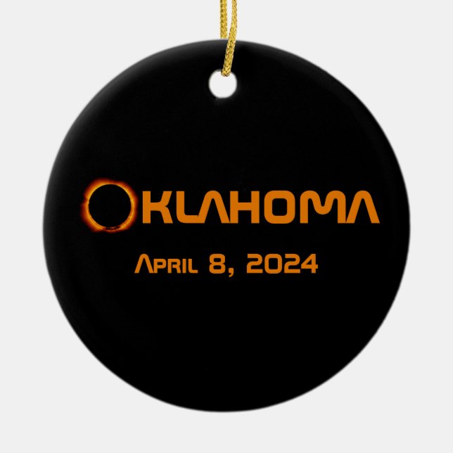 Oklahoma 2024 Gesamtsolare Keramik Ornament (Vorne)