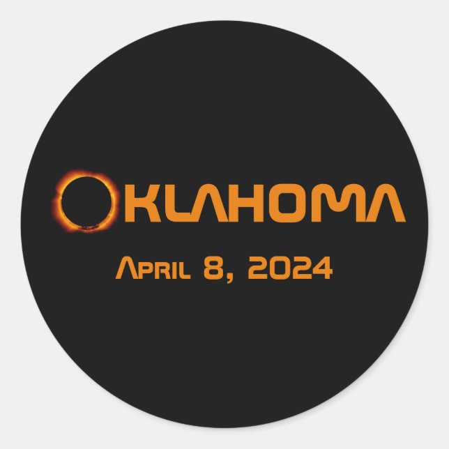 Oklahoma 2024 Gesamtsolare Runder Aufkleber (Vorderseite)