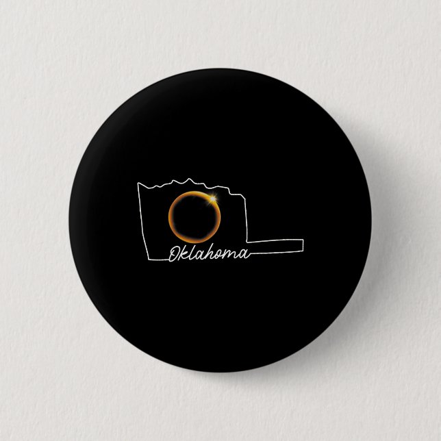 Oklahoma April 8 Total Solar Eclipse US Karte Insg Button (Vorderseite)
