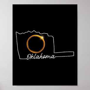 Oklahoma April 8 Total Solar Eclipse US Karte Insg Poster